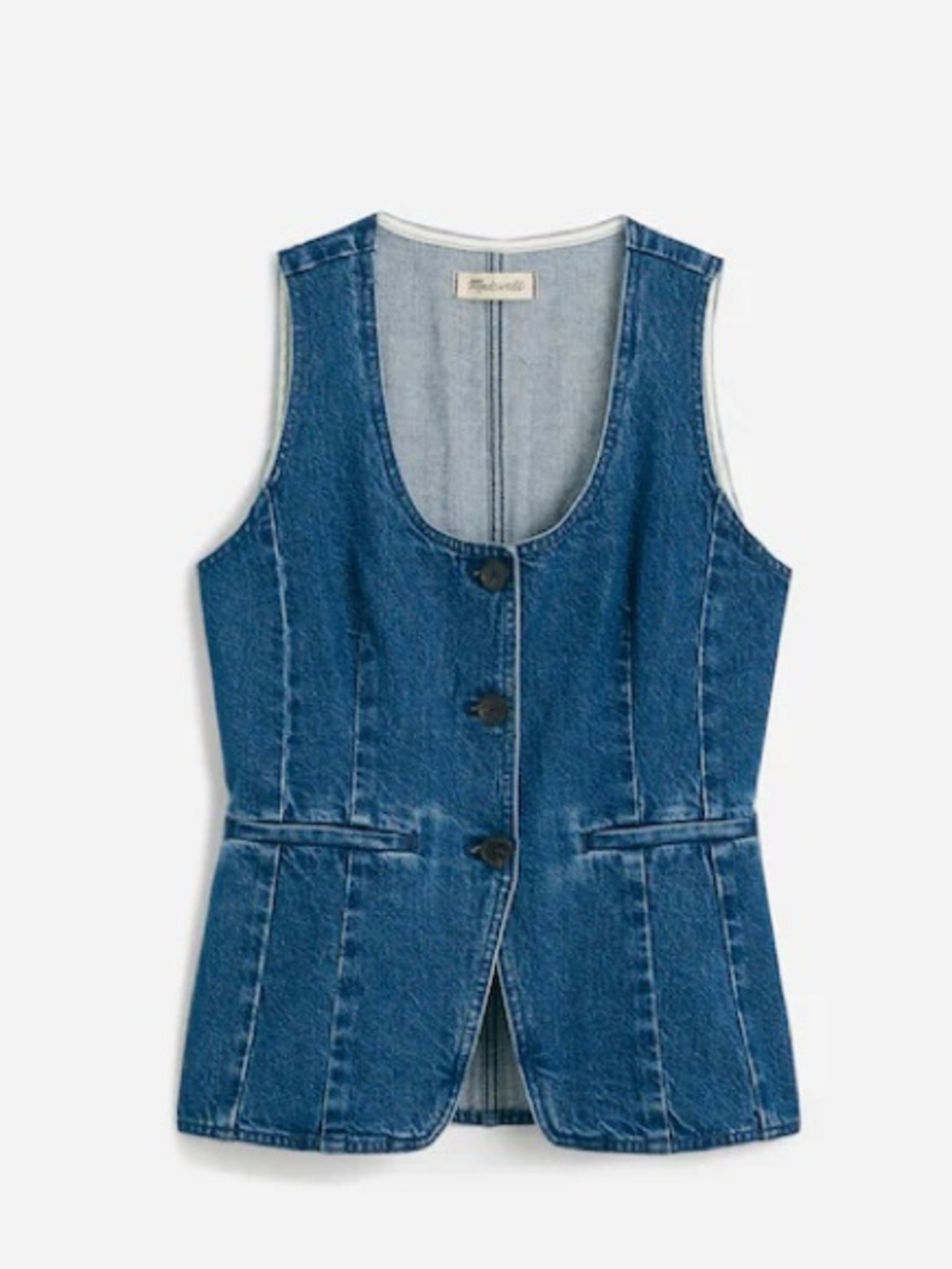 Madewell Denim Scoopneck Cutaway Vest in Dowe Wash size 0